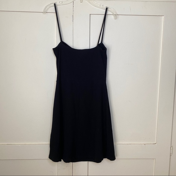 Reformation Ribbed Ruching Tank Black Mini Dress Small - Picture 7 of 7